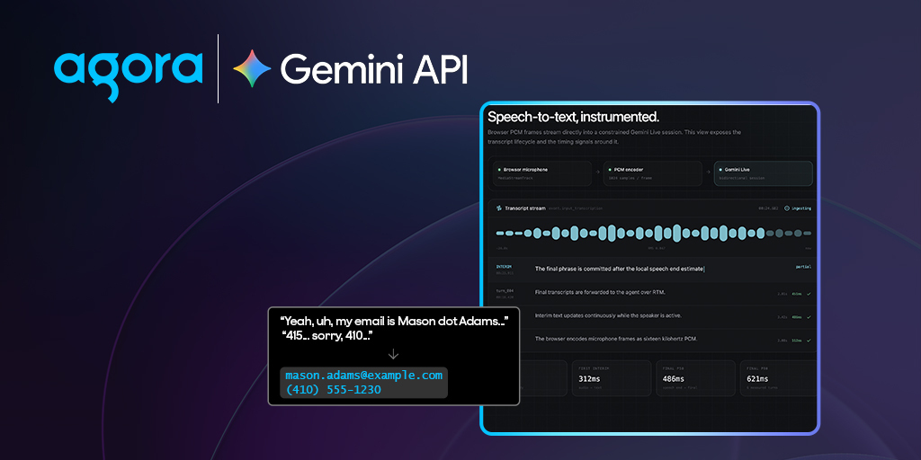 Using Gemini 3.5 Transcribe with Agora Conversational AI